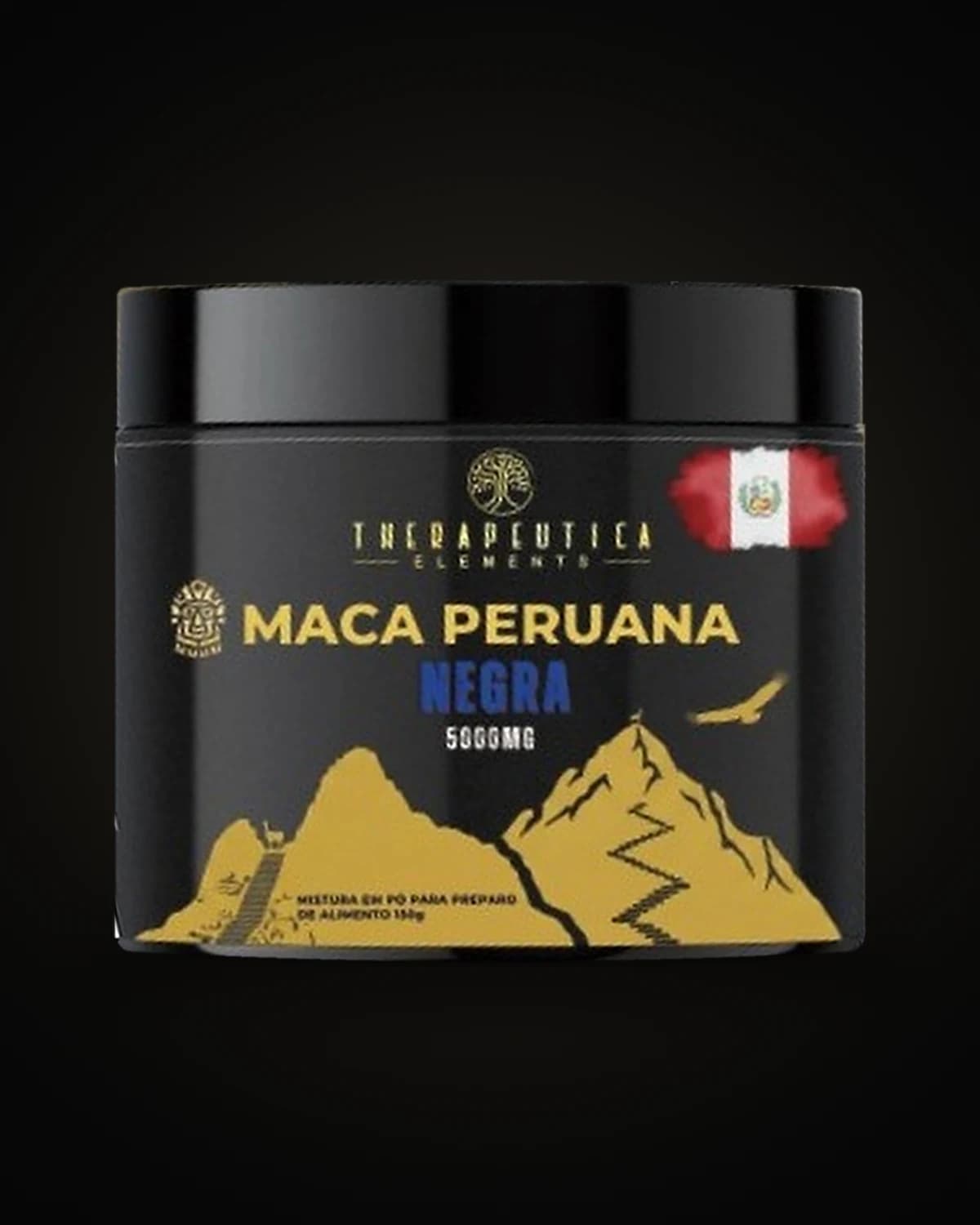 Maca Peruana Negra 5000 mg para Homens 150 g, embalagem Therapeutica Elements