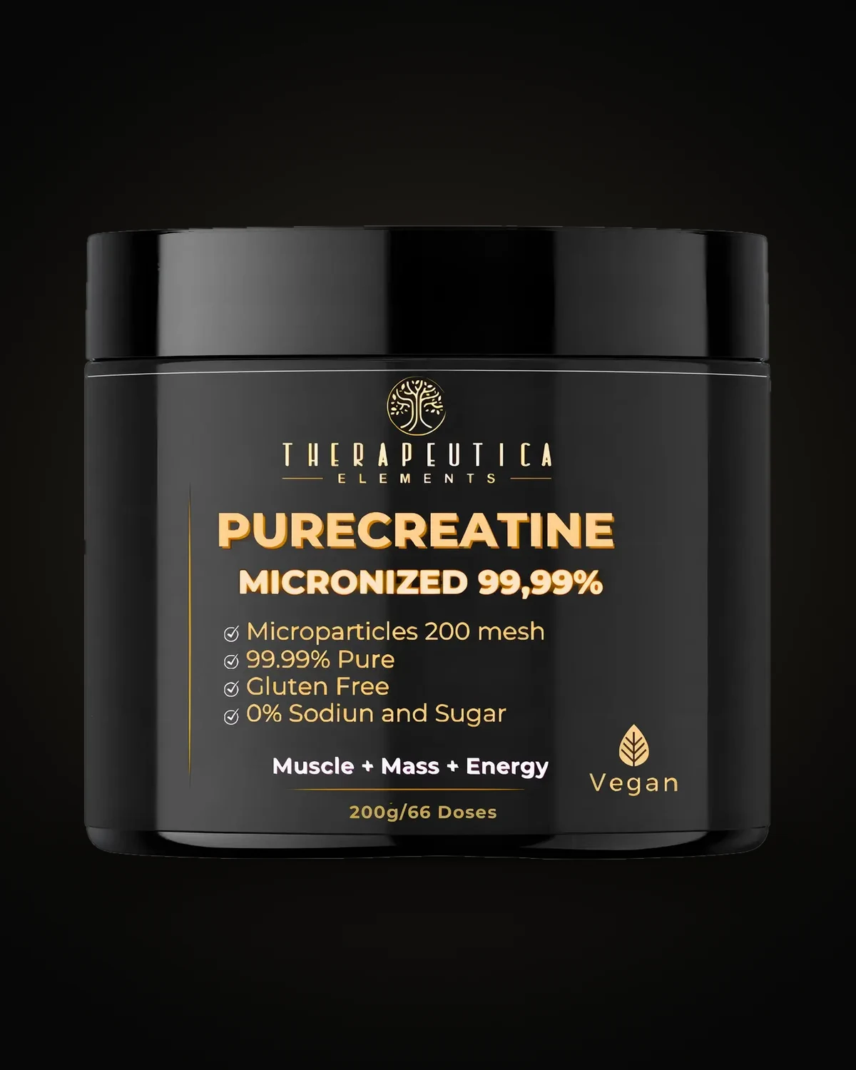 Purecreatine Creatina Micronizada 99,99% 200 g, embalagem Therapeutica Elements
